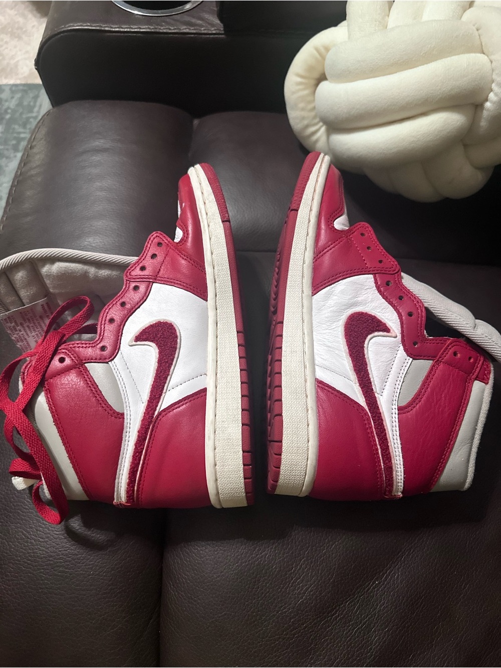 Nike White and Red High-Top Sneakers